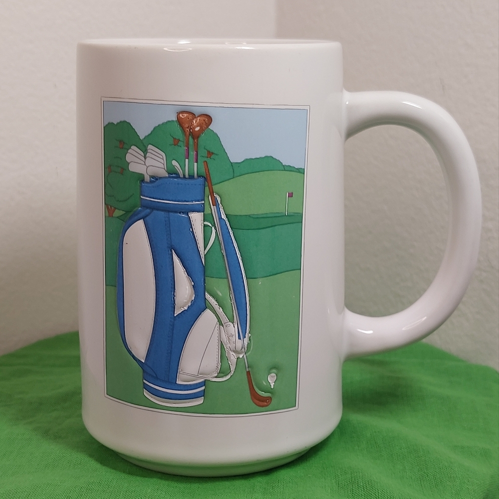 Vintage Curtis-Swann Otagiri Embossed Golf Bag & Clubs Coffee Mug